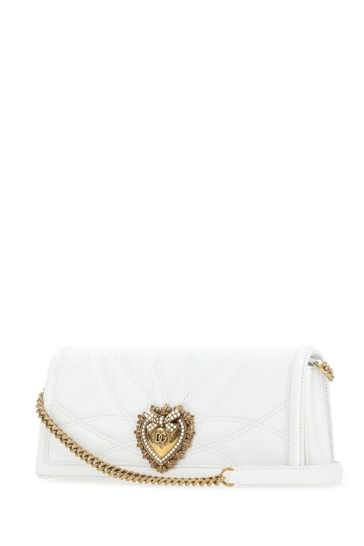 Shop Dolce & Gabbana White Nappa Leather Devotion Shoulder Bag