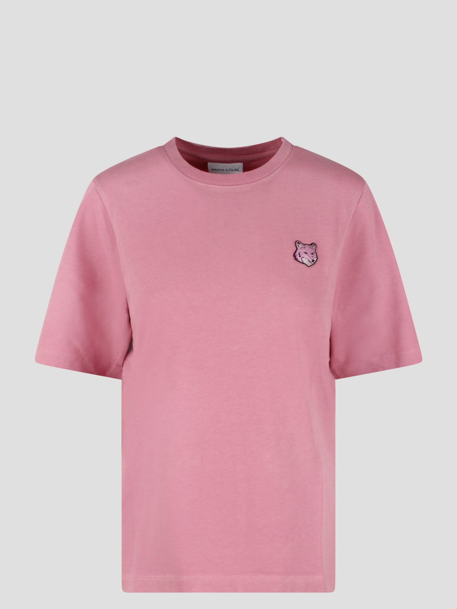 Shop Maison Kitsuné Bold Fox Head Patch T-shirt In Pink & Purple