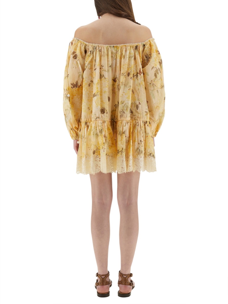 Zimmermann Cascadian Tiered Mini Dress 3214dss255 Ylwbotflo In Yellow