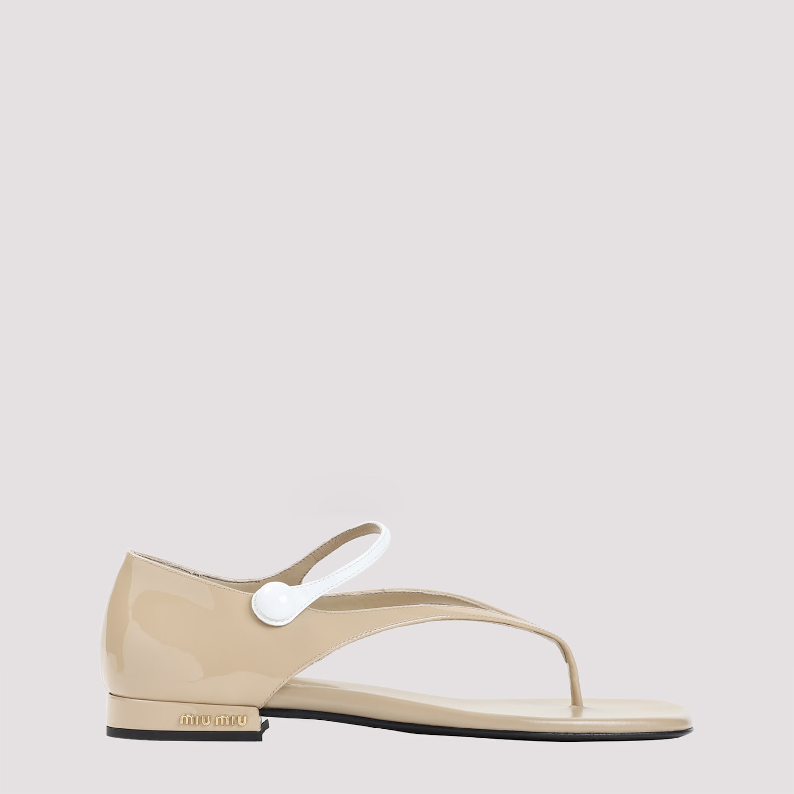 Miu Miu Calf Leather Sandals Ankle Strap In Multi