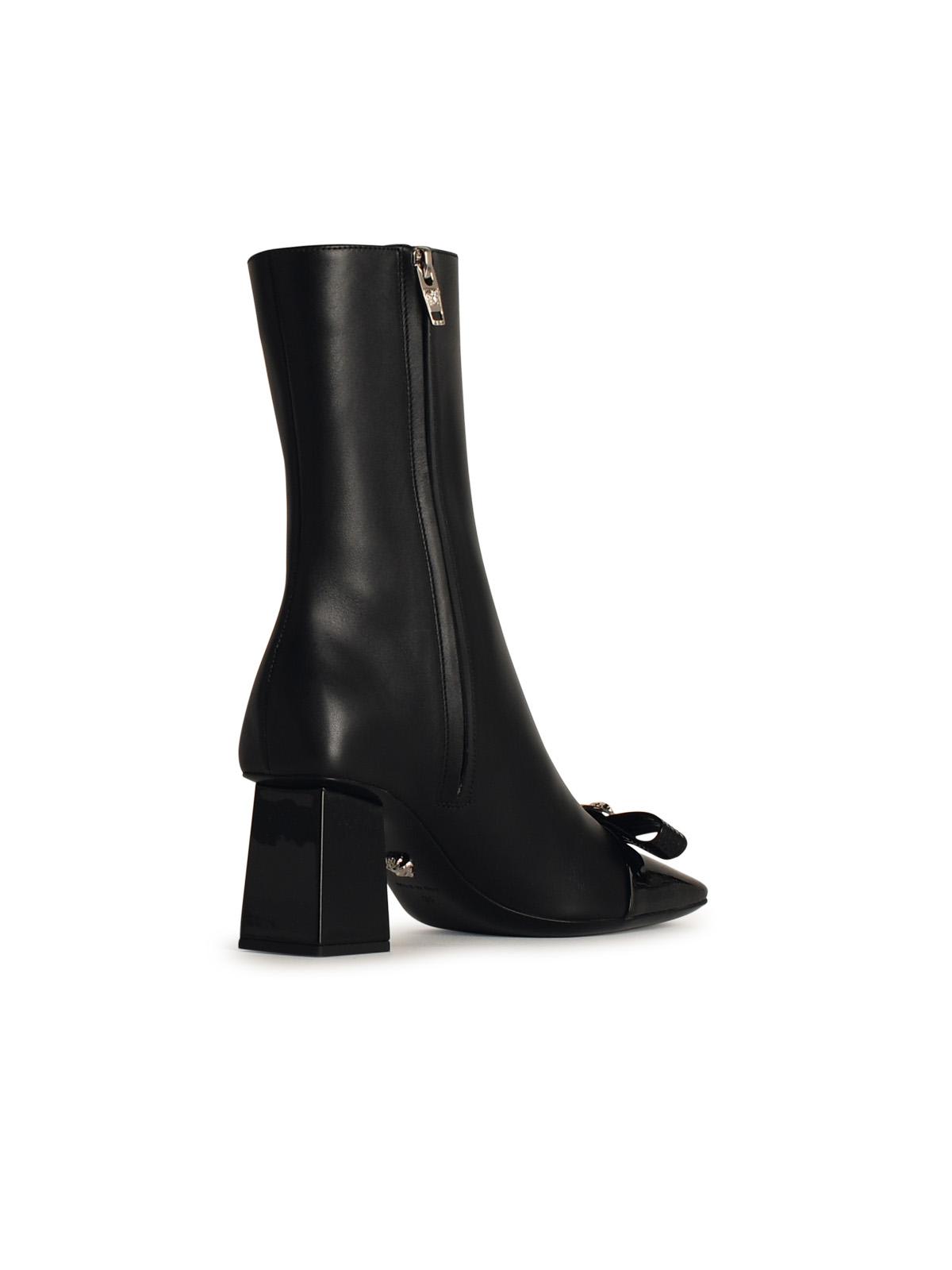 Shop Versace Black Leather Ankle Boots