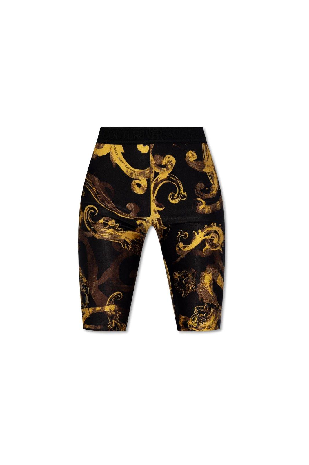 Shop Versace Jeans Couture Barocco Print Cycling Shorts In Black