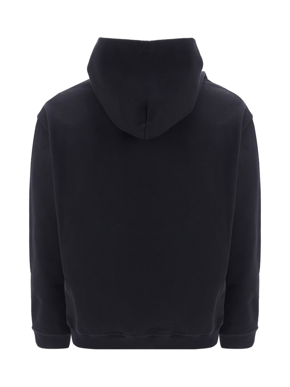 Shop Maison Margiela Hoodie In Black/ White Embroidery