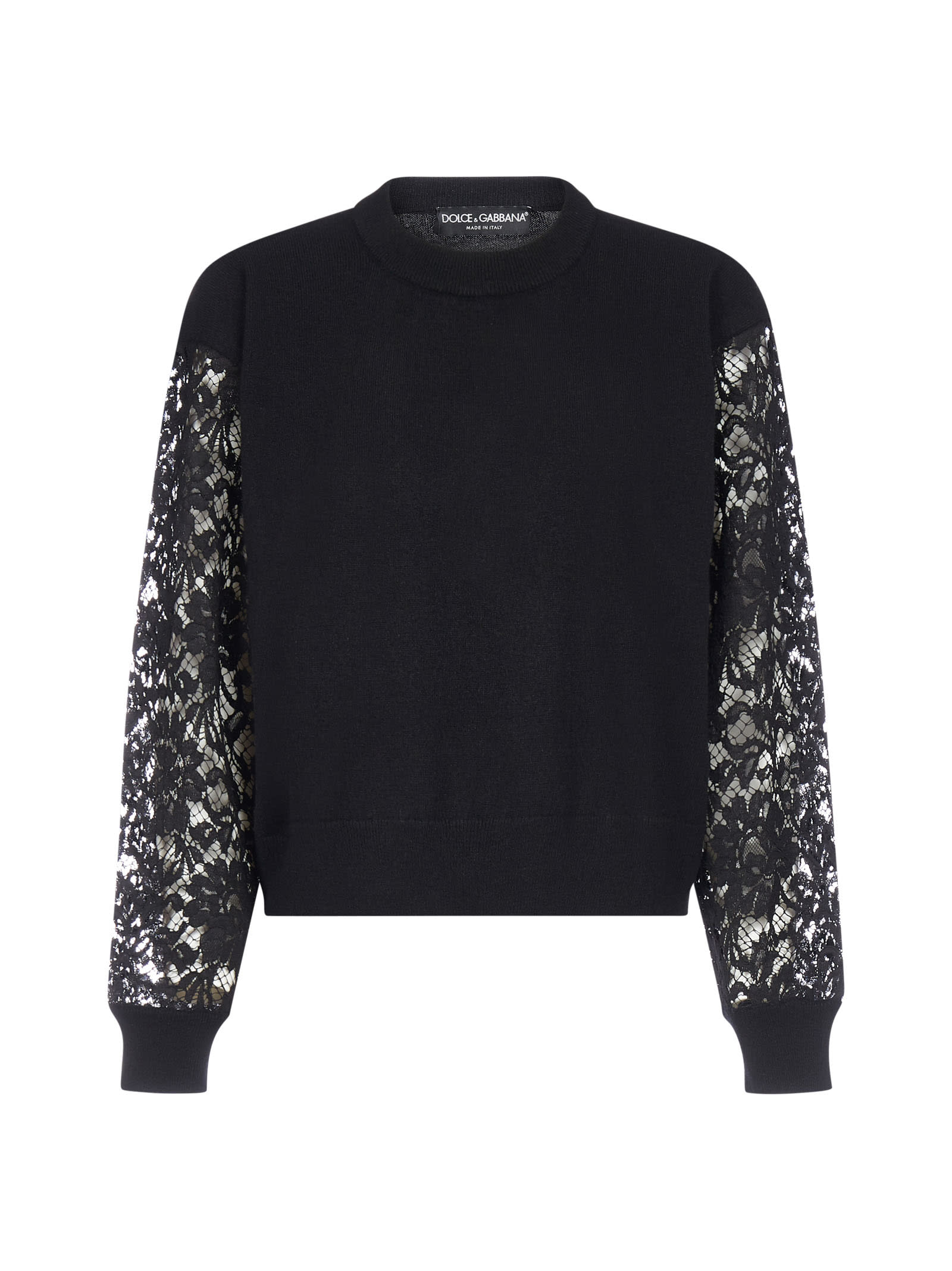 Dolce & Gabbana Lace-sleeves Wool Sweater
