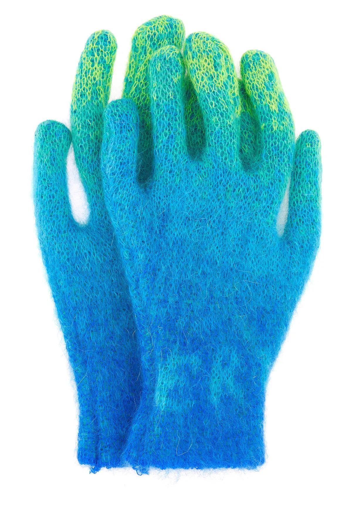Shop Erl Multicolor Mohair Blend Gloves In Blue