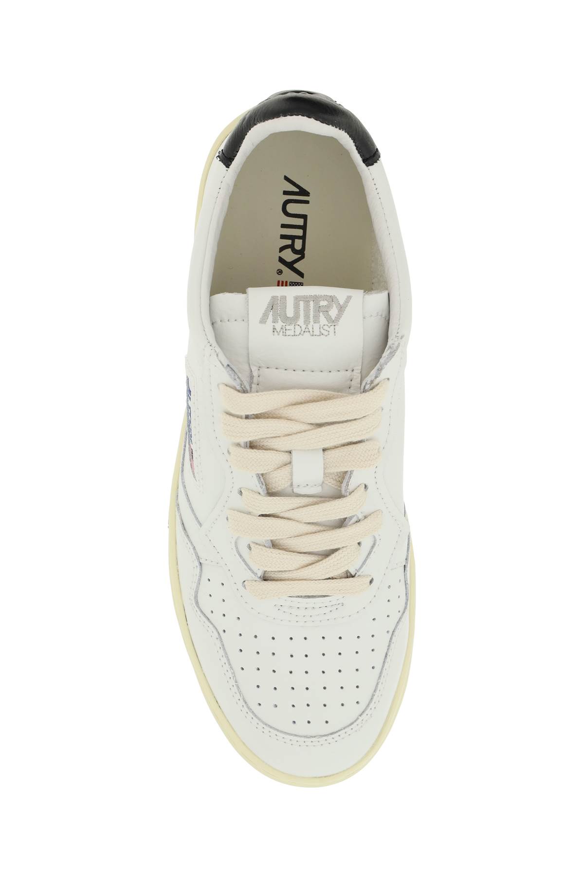 Autry Medalist Low White Sneakers With Contrasting Heel Tab In Leather Man