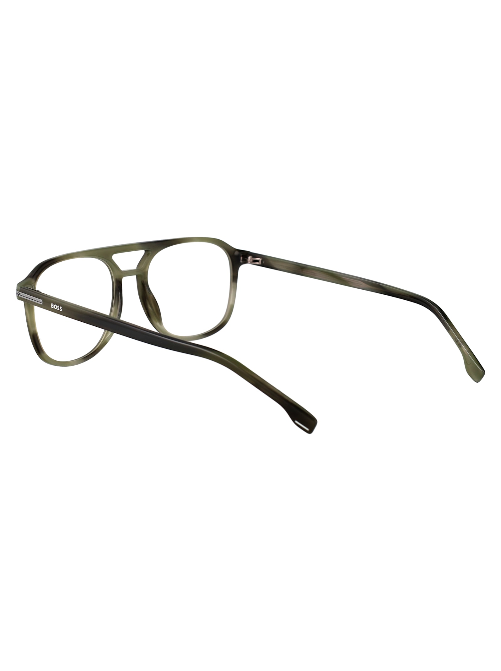 Hugo Boss Boss Green Horn Acetate Glasses In Green