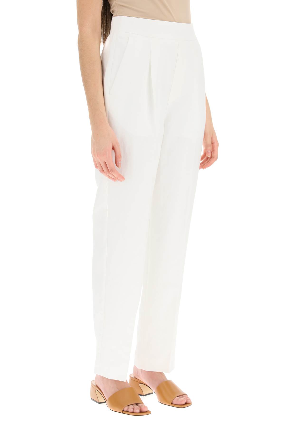 Shop Agnona Linen Trousers In White (white)