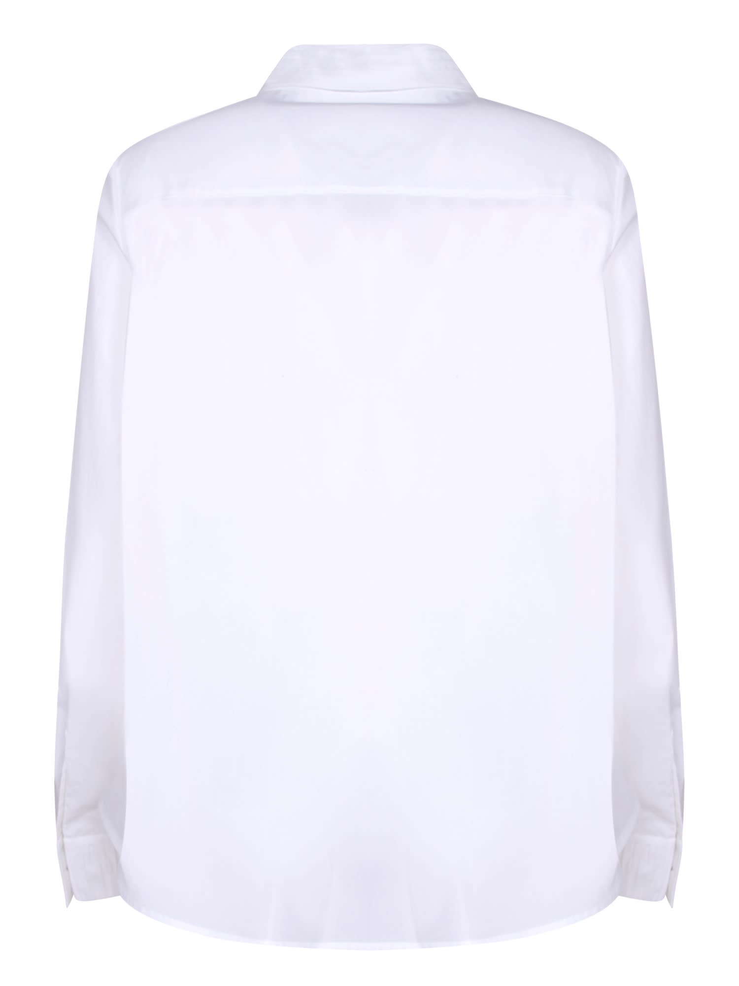 Tory Burch Collared Neck Long Sleeves Pleated Cuffs Shirt In White