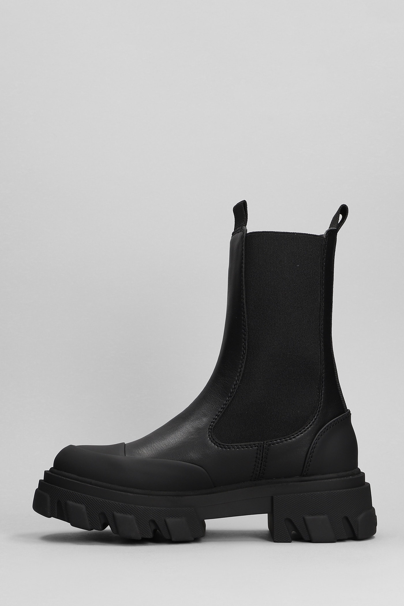 Shop Ganni Combat Boots In Black Leather