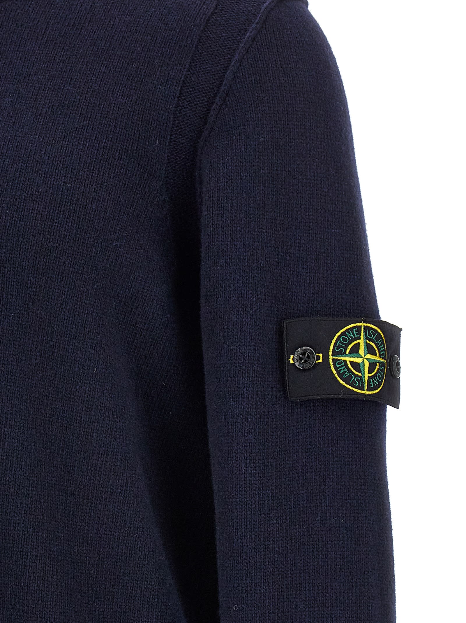 Shop Stone Island Logo Patch Sweater In Blue