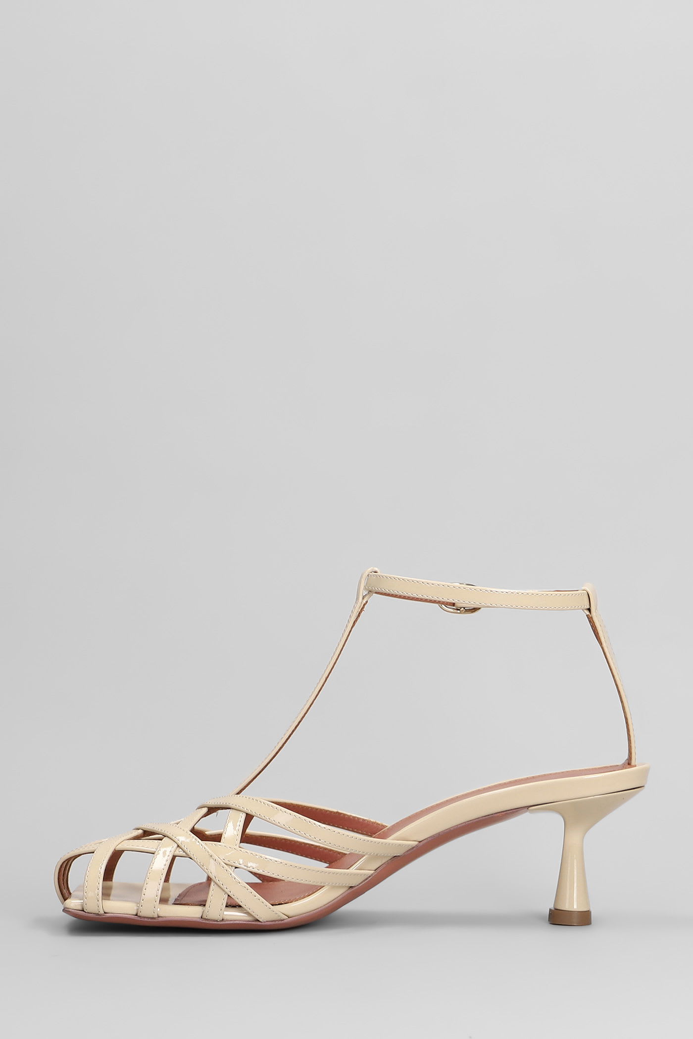 Aldo Castagna Manila Sandals In Powder Patent Leather In Brown
