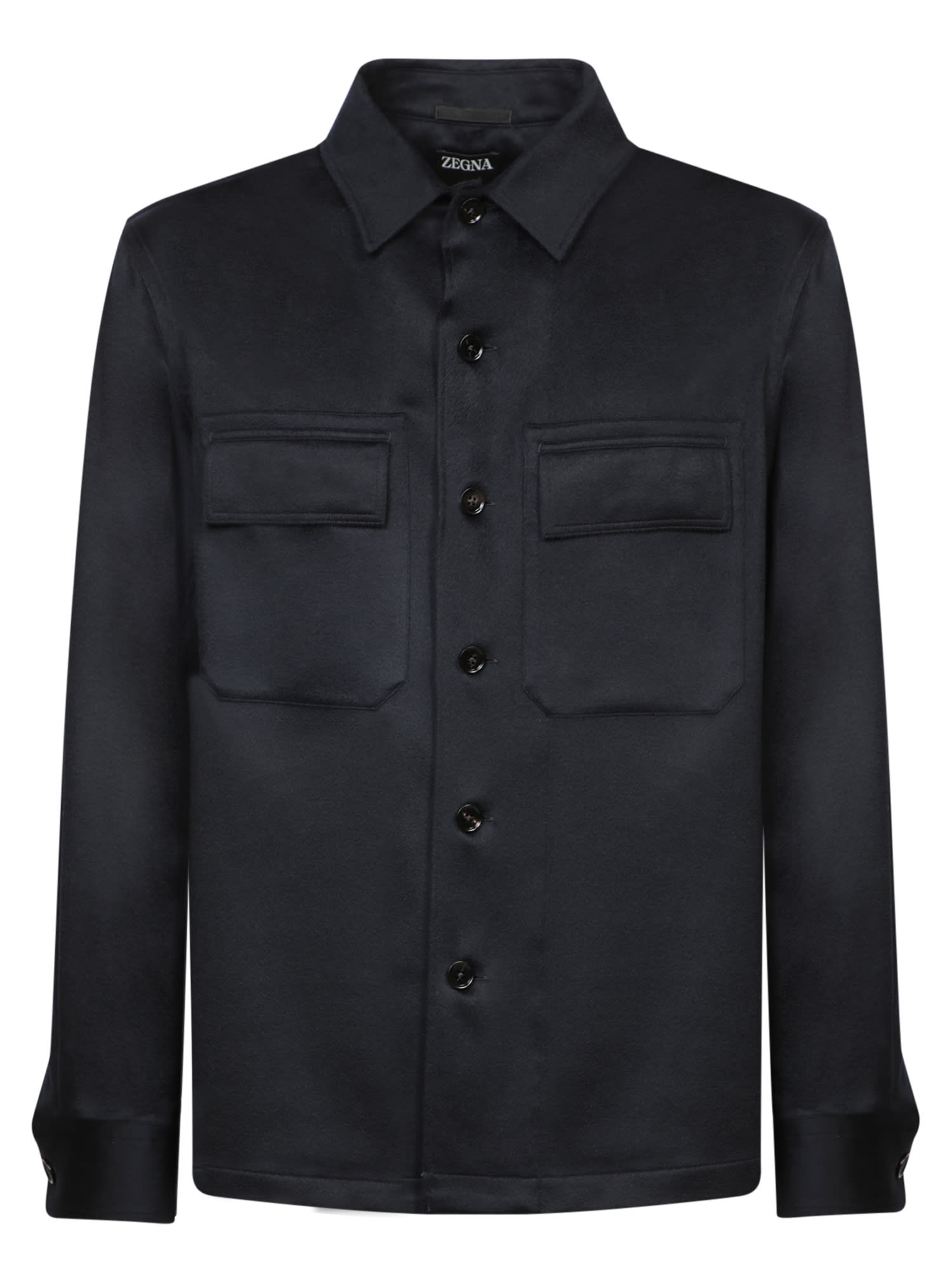 ZEGNA OASI CASHMERE BLUE OVERSHIRT 