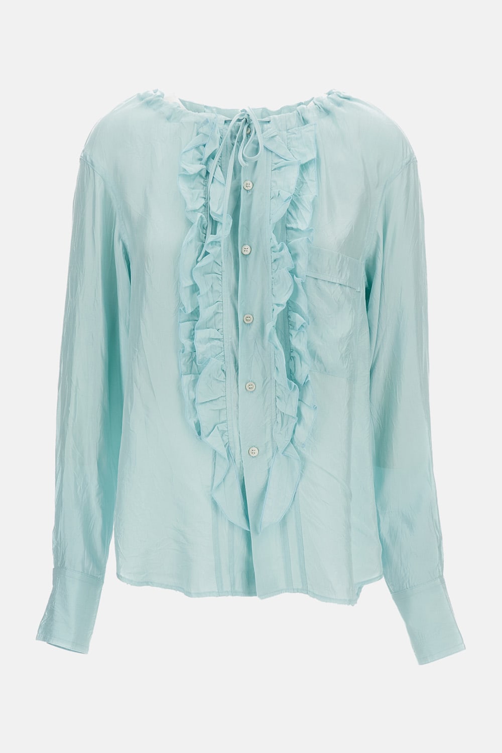 Plan C Rouches Shirt In Blue