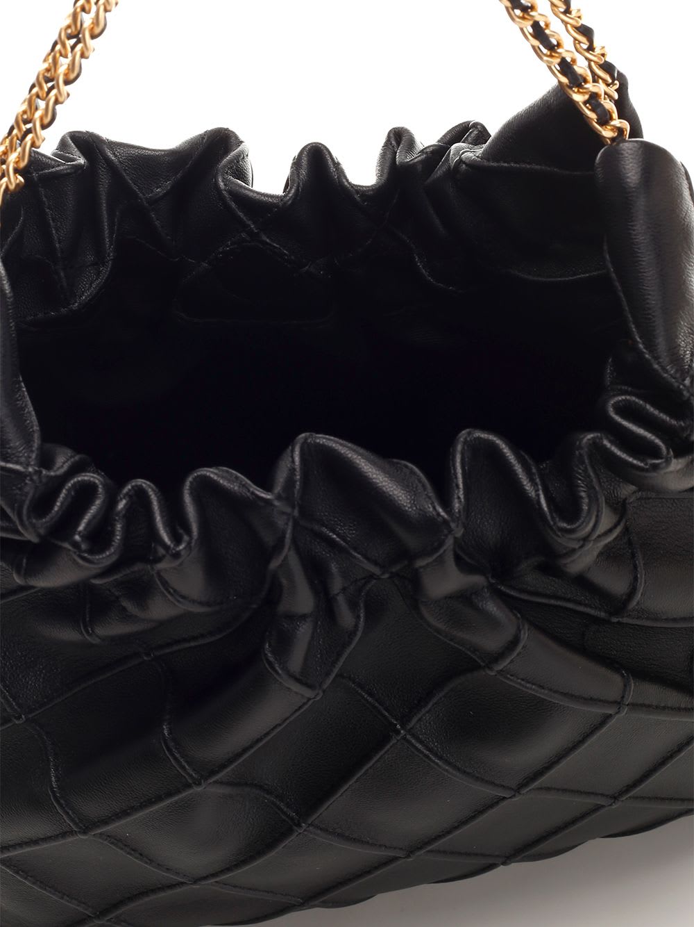 Tory Burch Mini Fleming Hobo Leather Shoulder Bag In Black