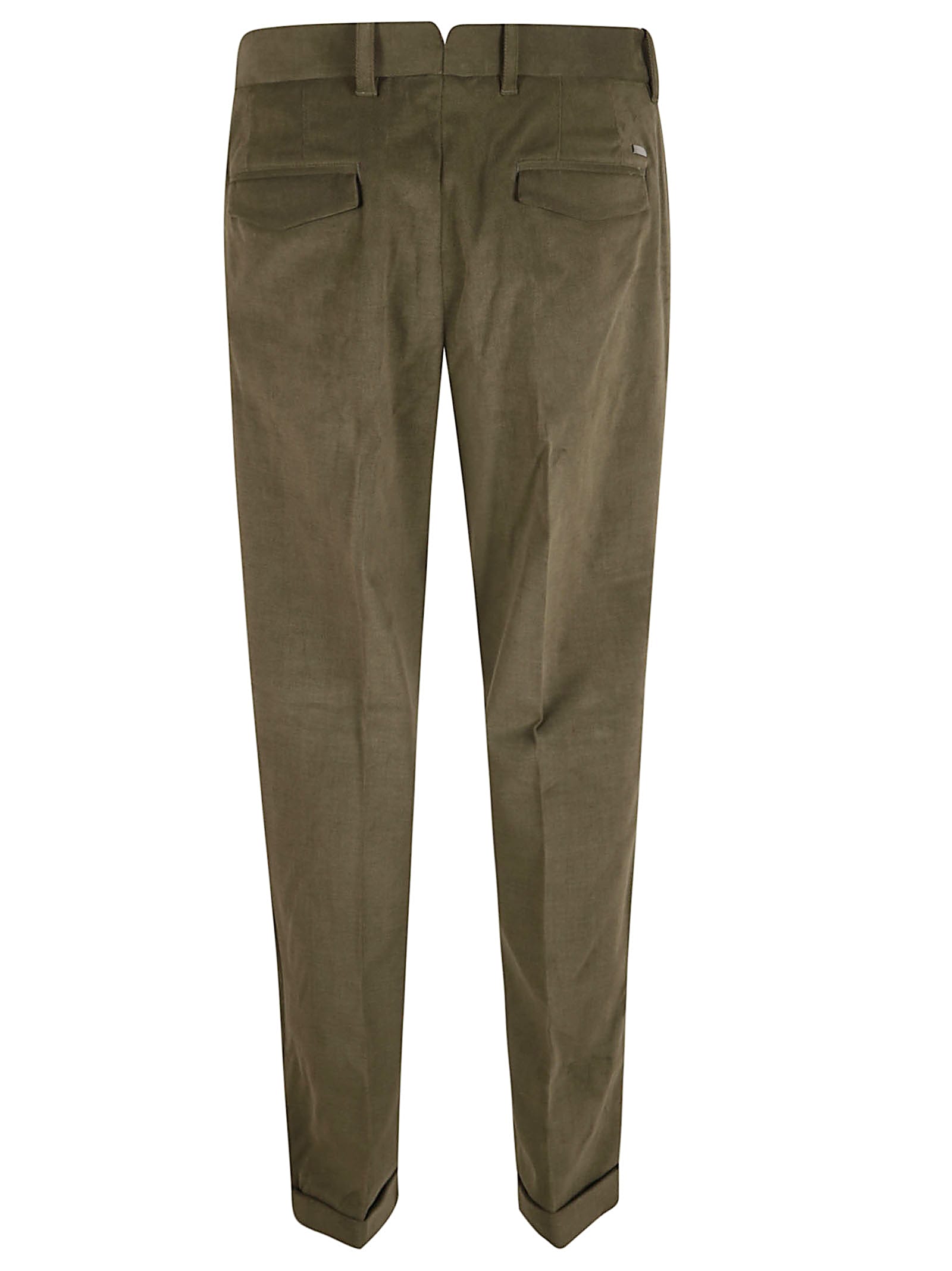 Herno Stretch Cotton Velvet Trousers In Green