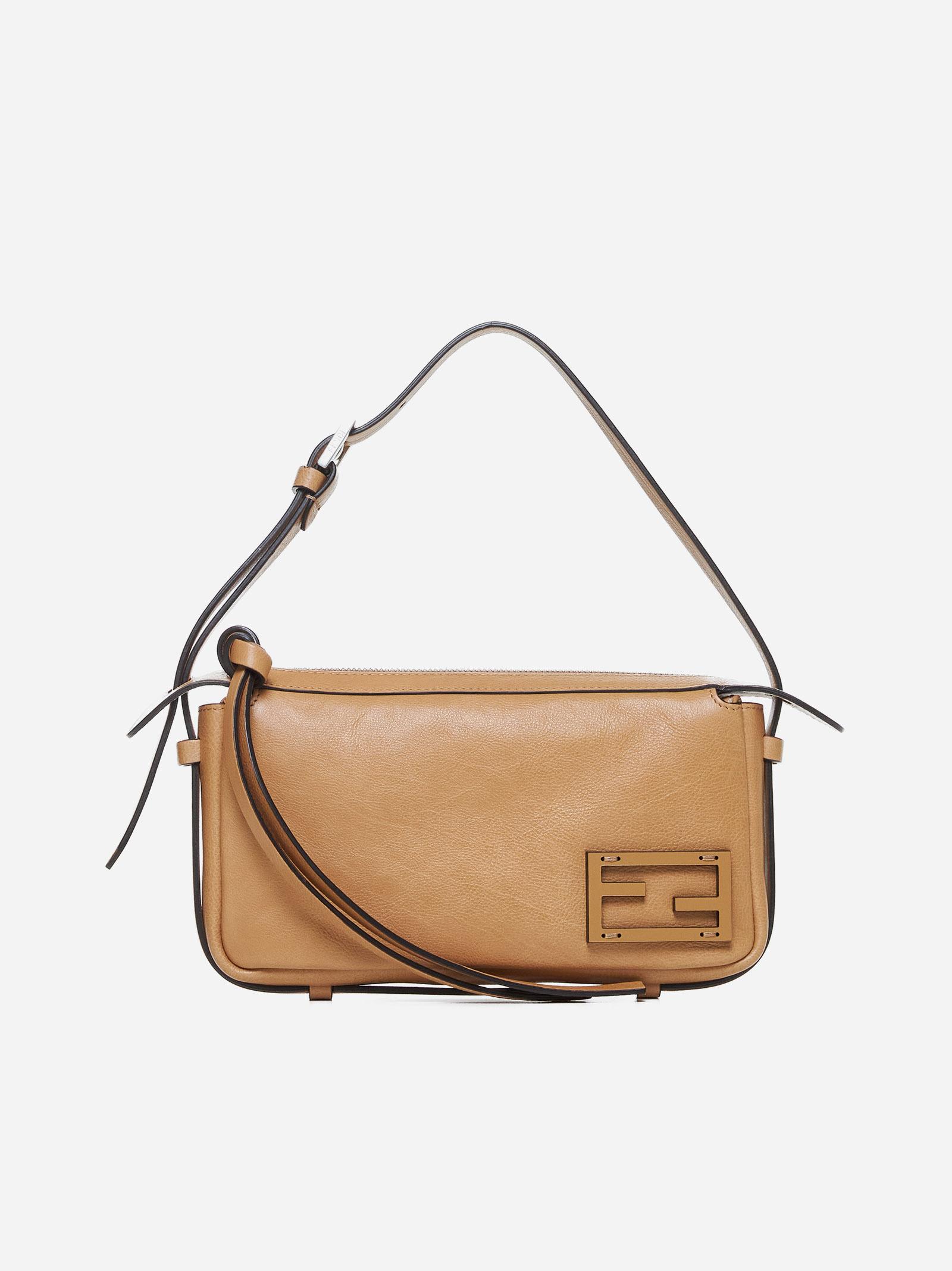 Shop Fendi Simply Mini Leather Bag In Beige