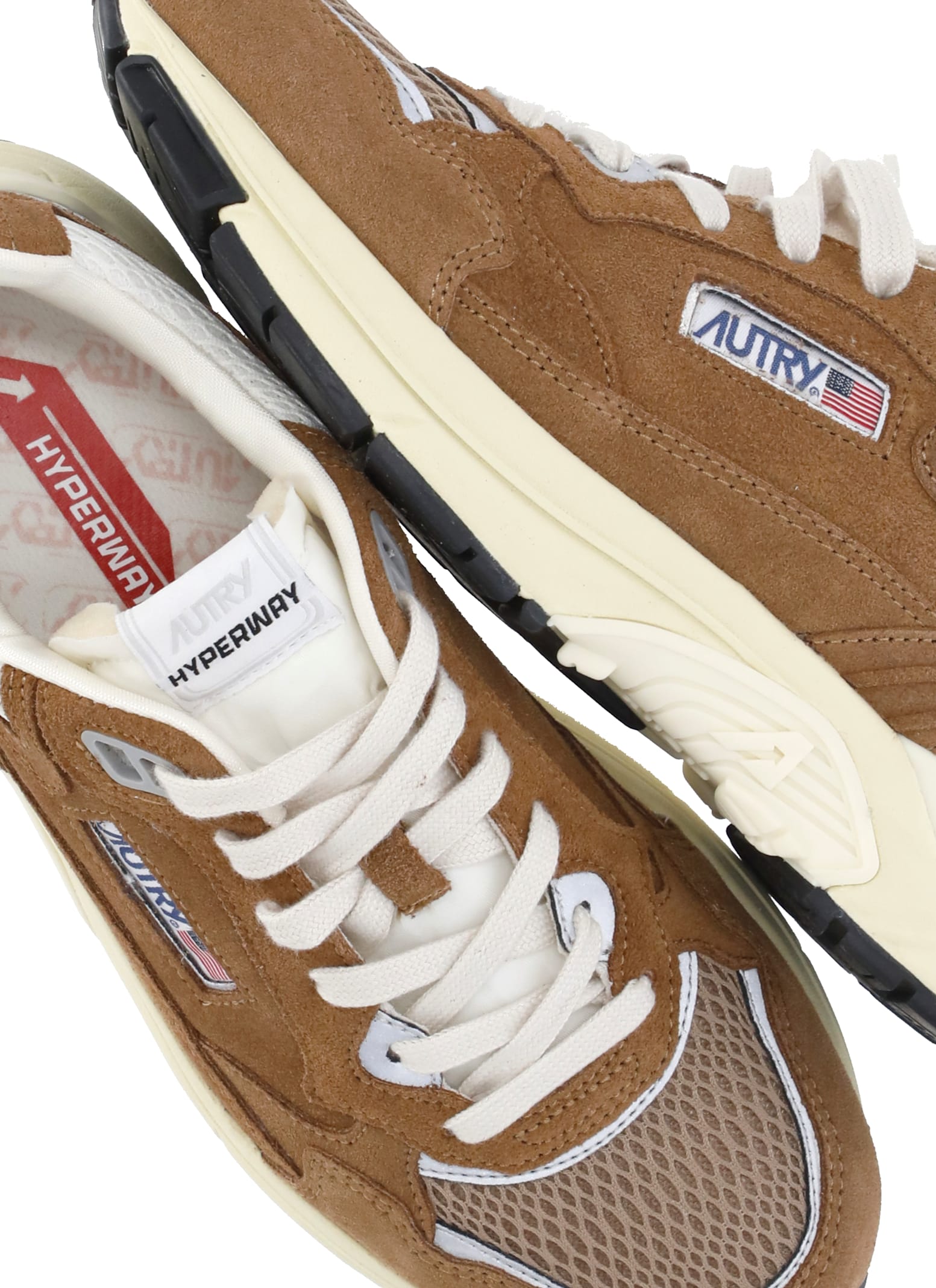 Autry Hyperway Sneakers In Mesh And Suede Cigar And Silver In Multi