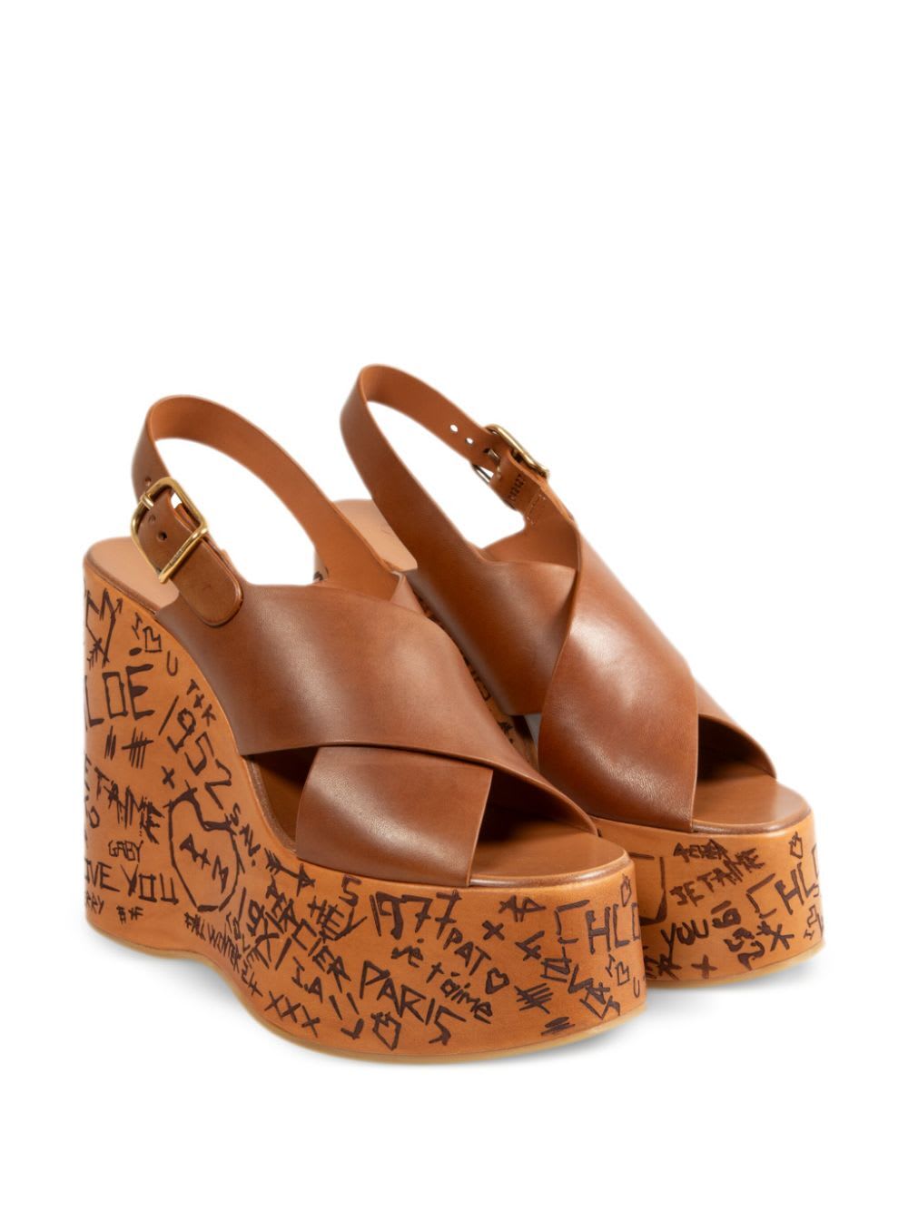 Shop Chloé Maxime High Sandals In T Ginger Brown