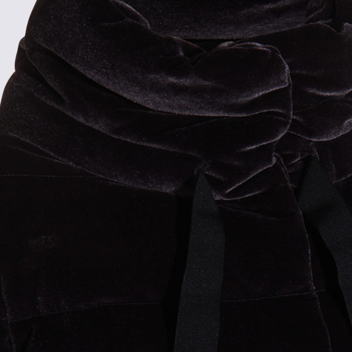 Herno Velvet Quilted Drawstring High Collar Jacket In Black