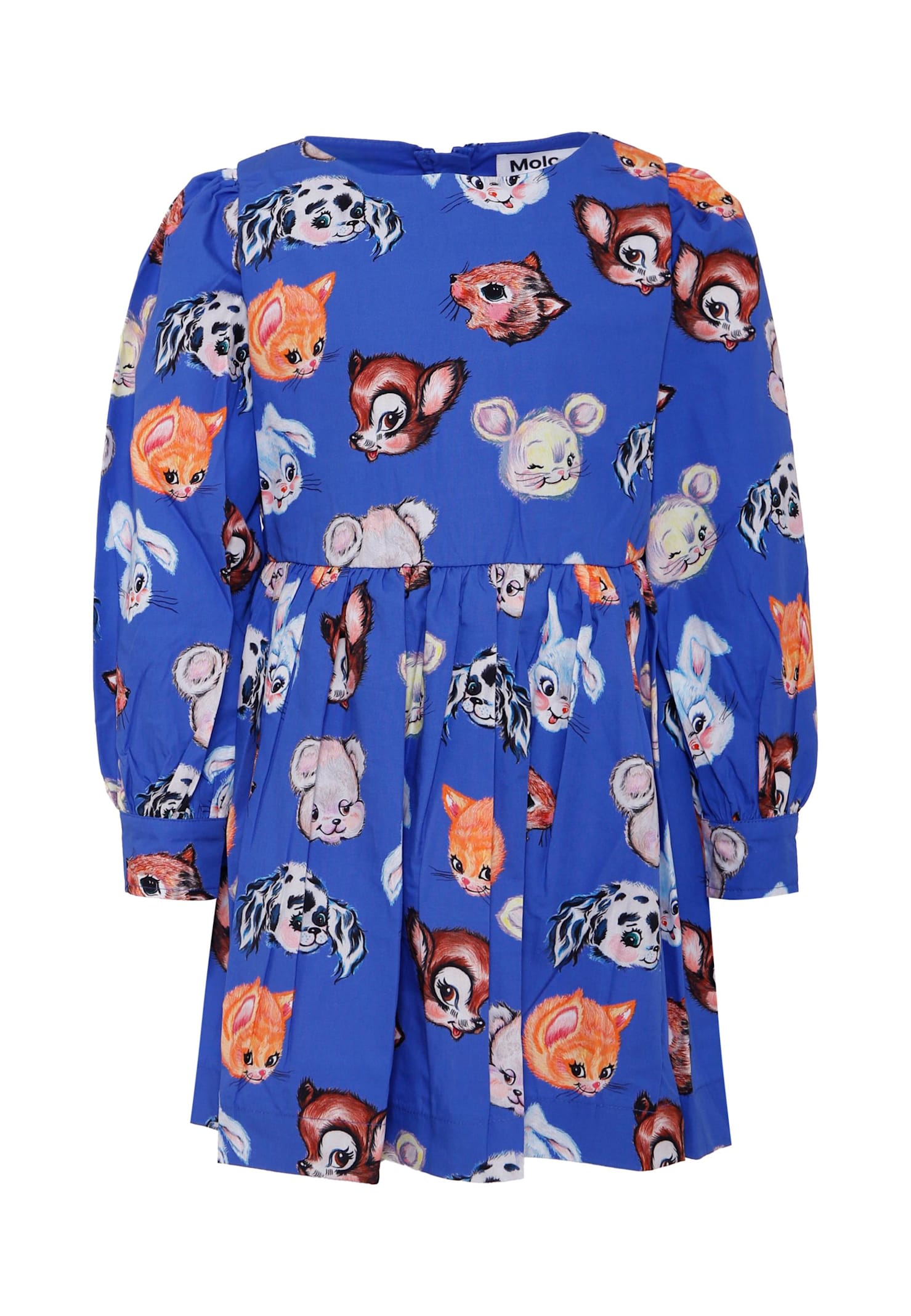 Molo Blue Dress For Girl With Animal In Blue