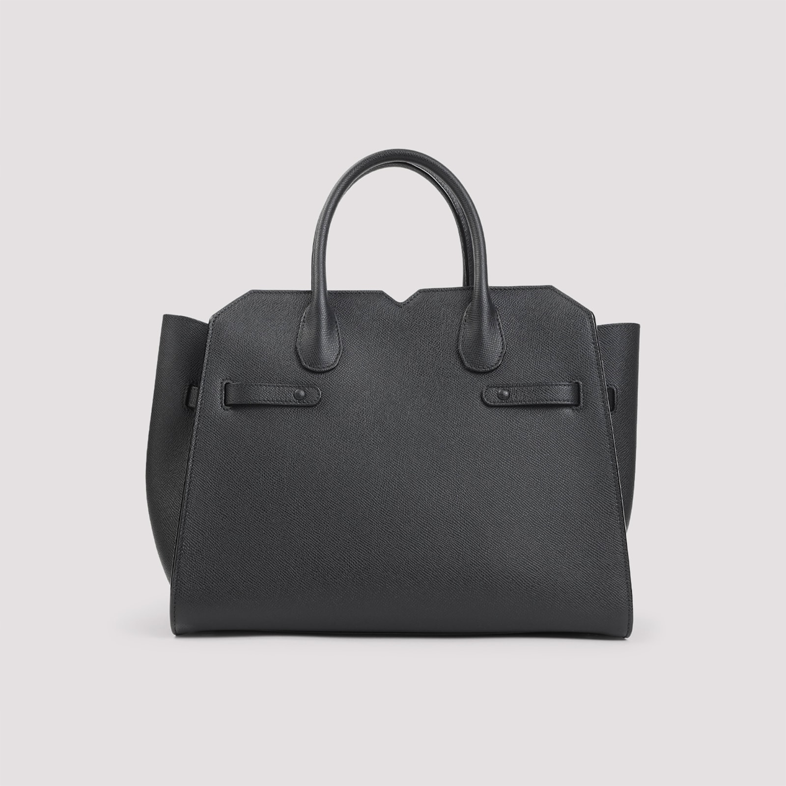 Valextra Structured Calf Leather Shoulder Bag In Black