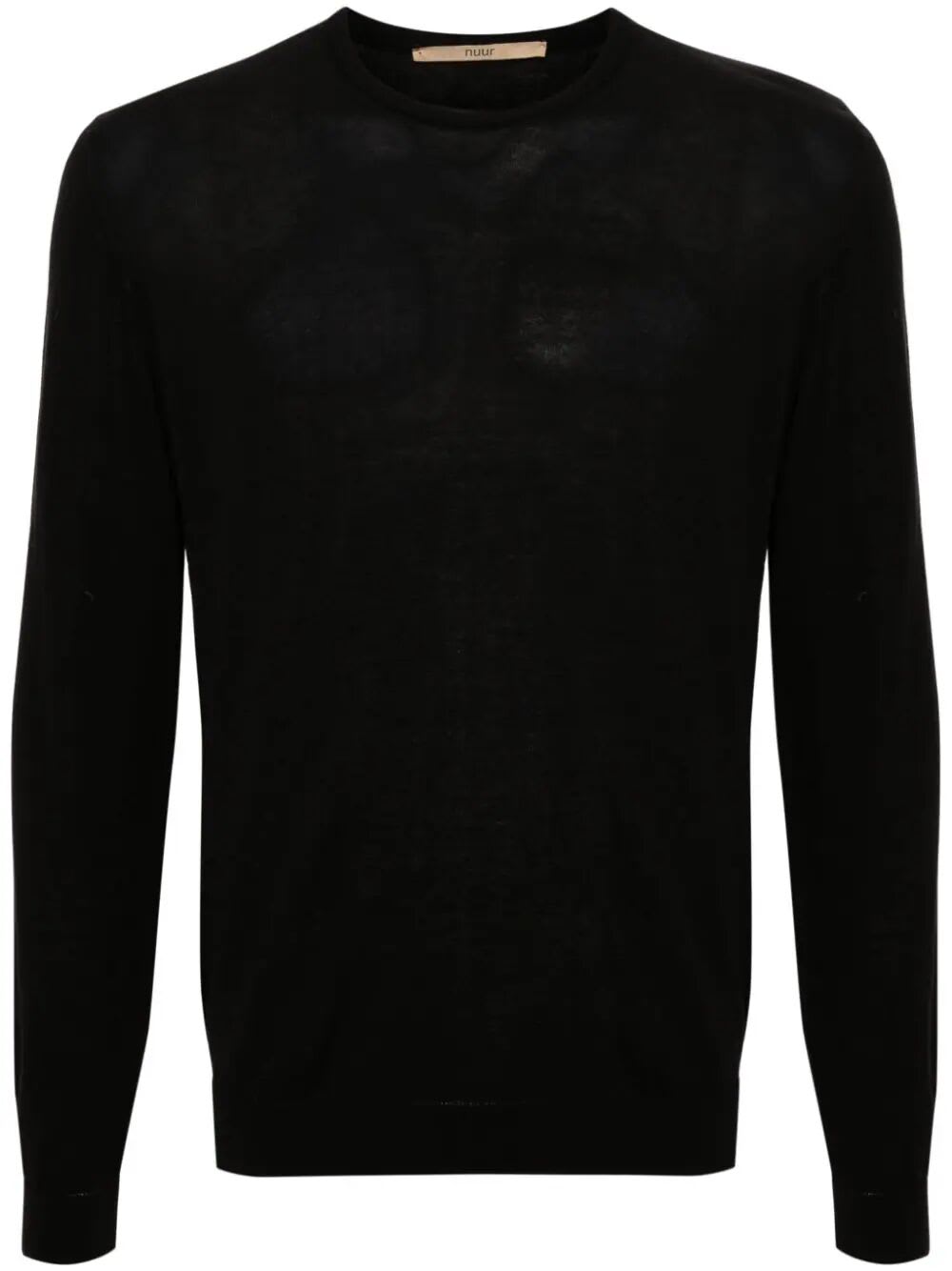 Shop Nuur Long Sleeves Crew Neck Sweater In Black