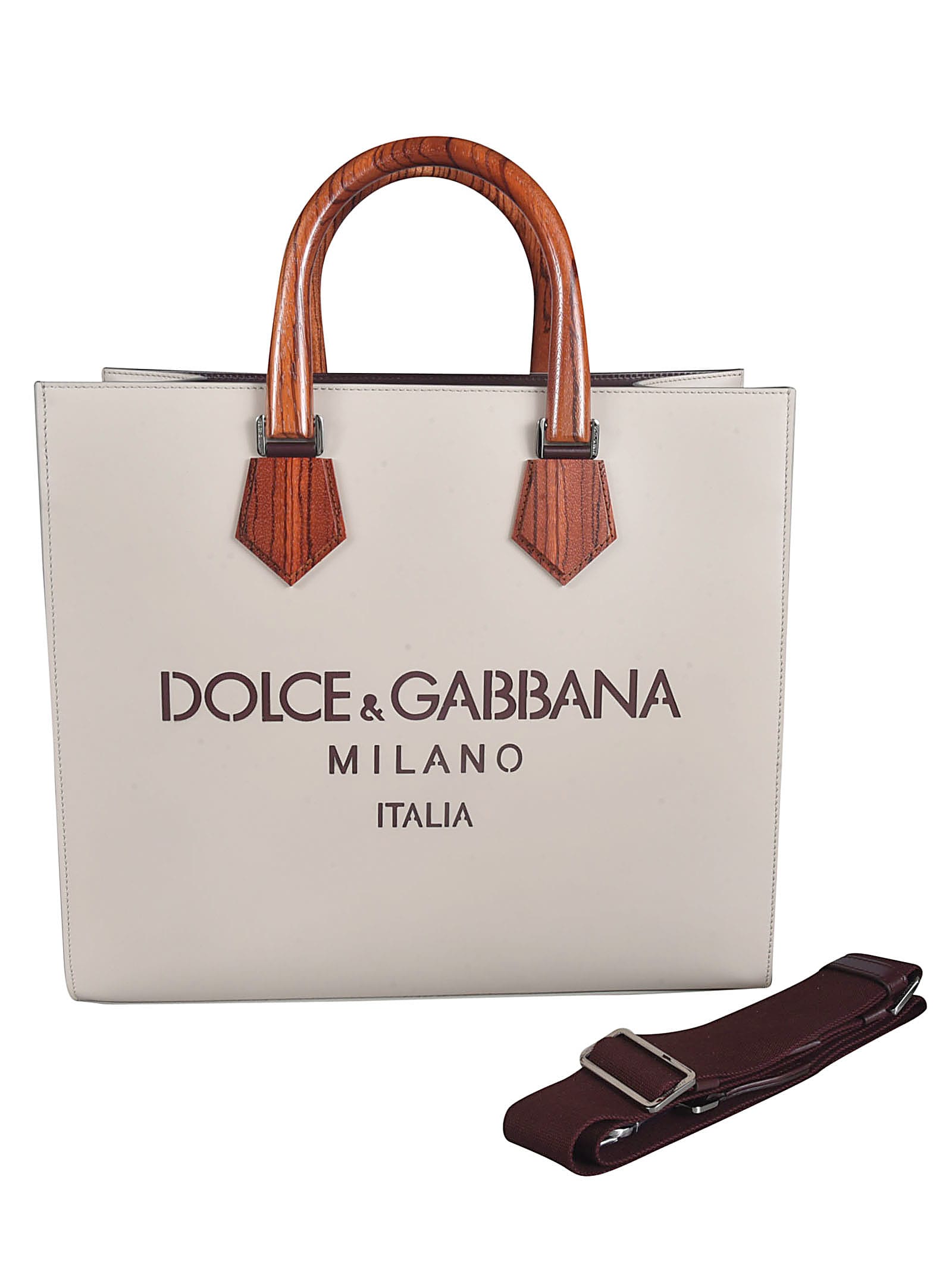 Dolce & Gabbana Logo Print Tote In Ghiaccio/bordeaux