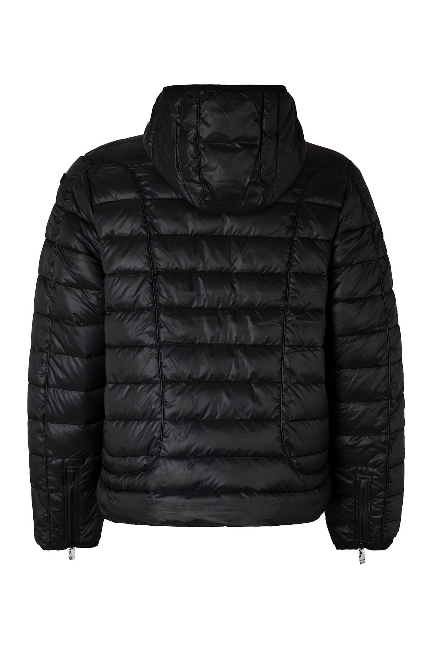 Diesel W-stone Hooded Techno Fabric Down Jacket In Black