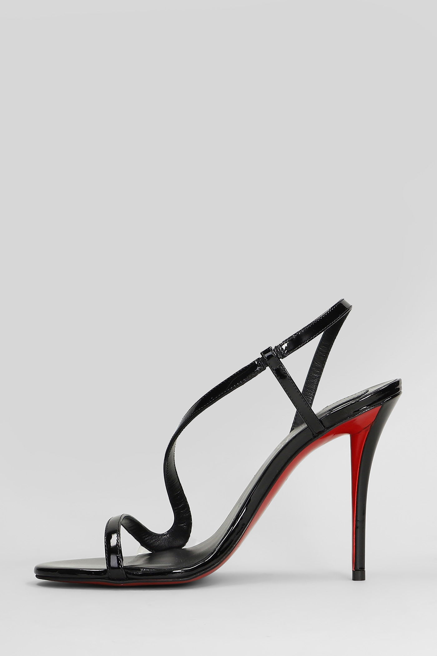 Christian Louboutin Rosa Z 100 Sandals In Black Patent Leather In Blue