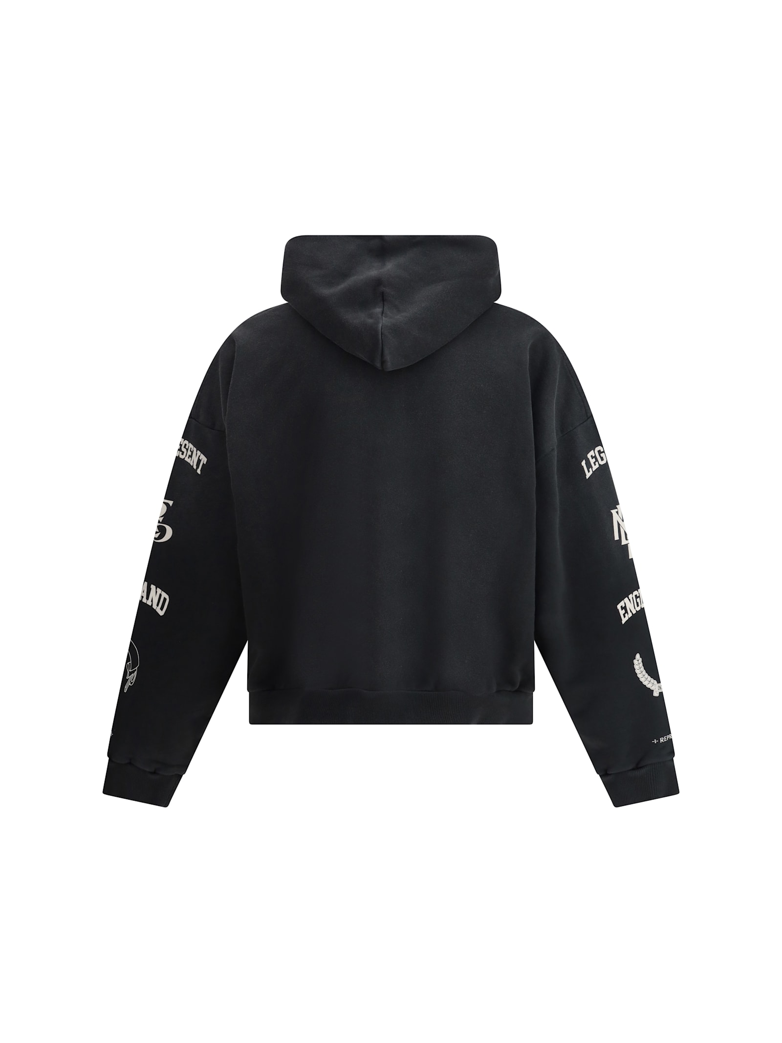 Represent Cotton Hooded Sweatshirt With Distressed Effect In Black
