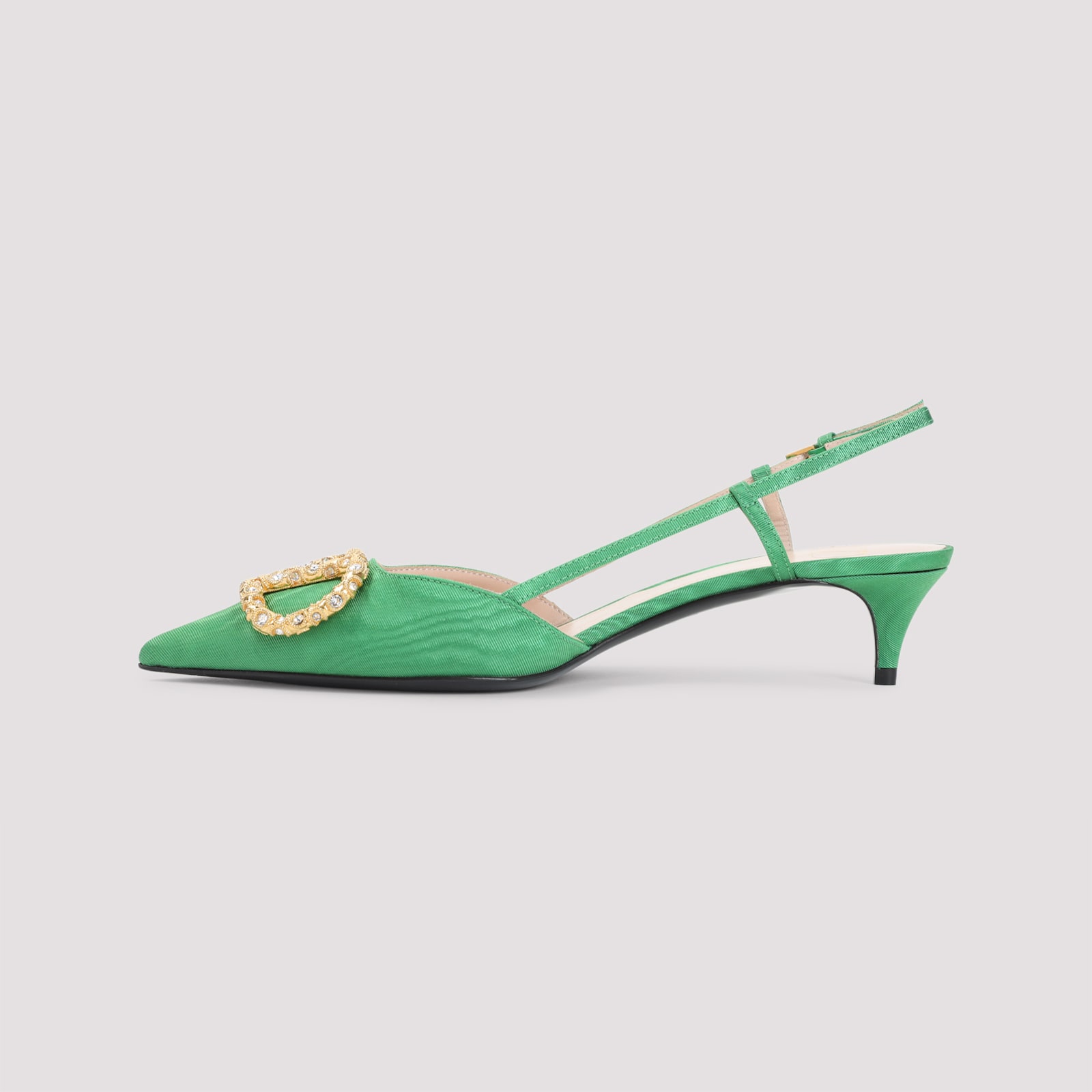 Valentino 45mm Crystal-embellishment Slingback Pumps In Green