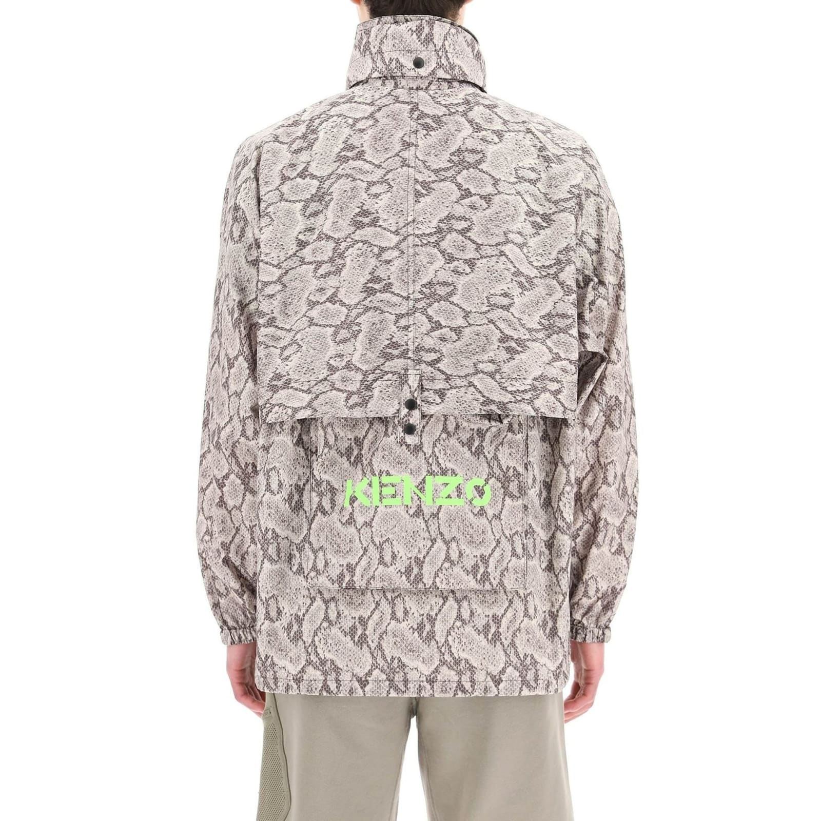 Shop Kenzo Snakeskin Printed Jacket In Beige