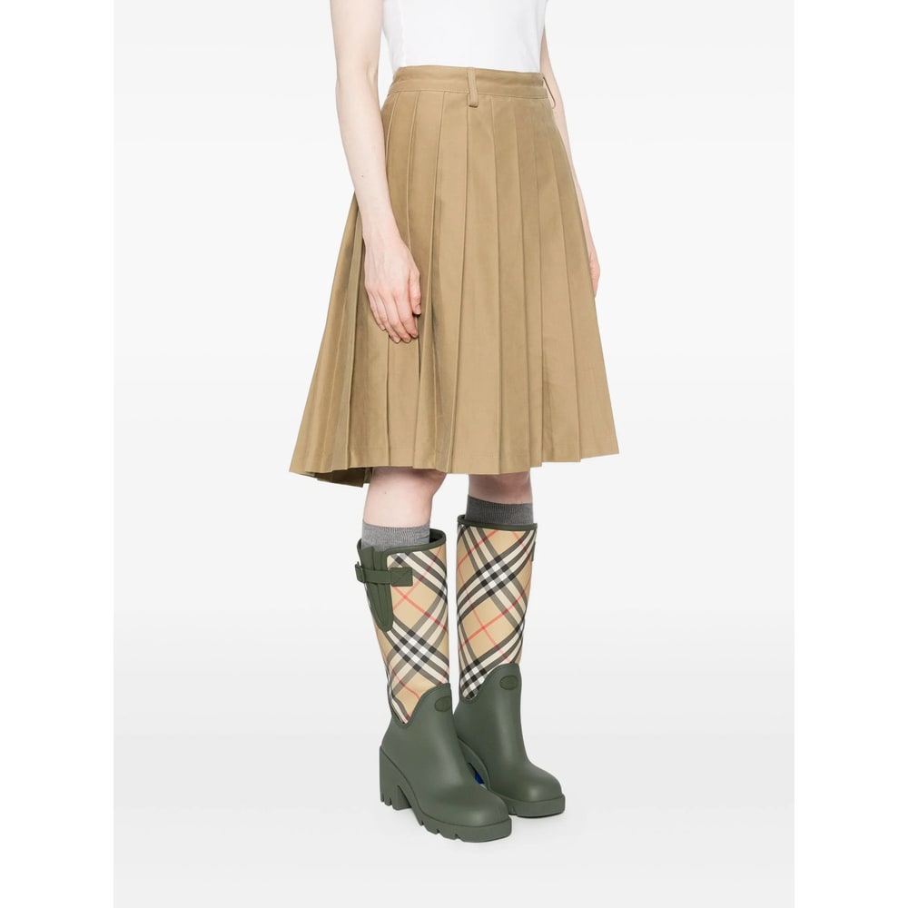 7 For All Mankind Pleated Mini Skirt Twill Sand Storm In Brown