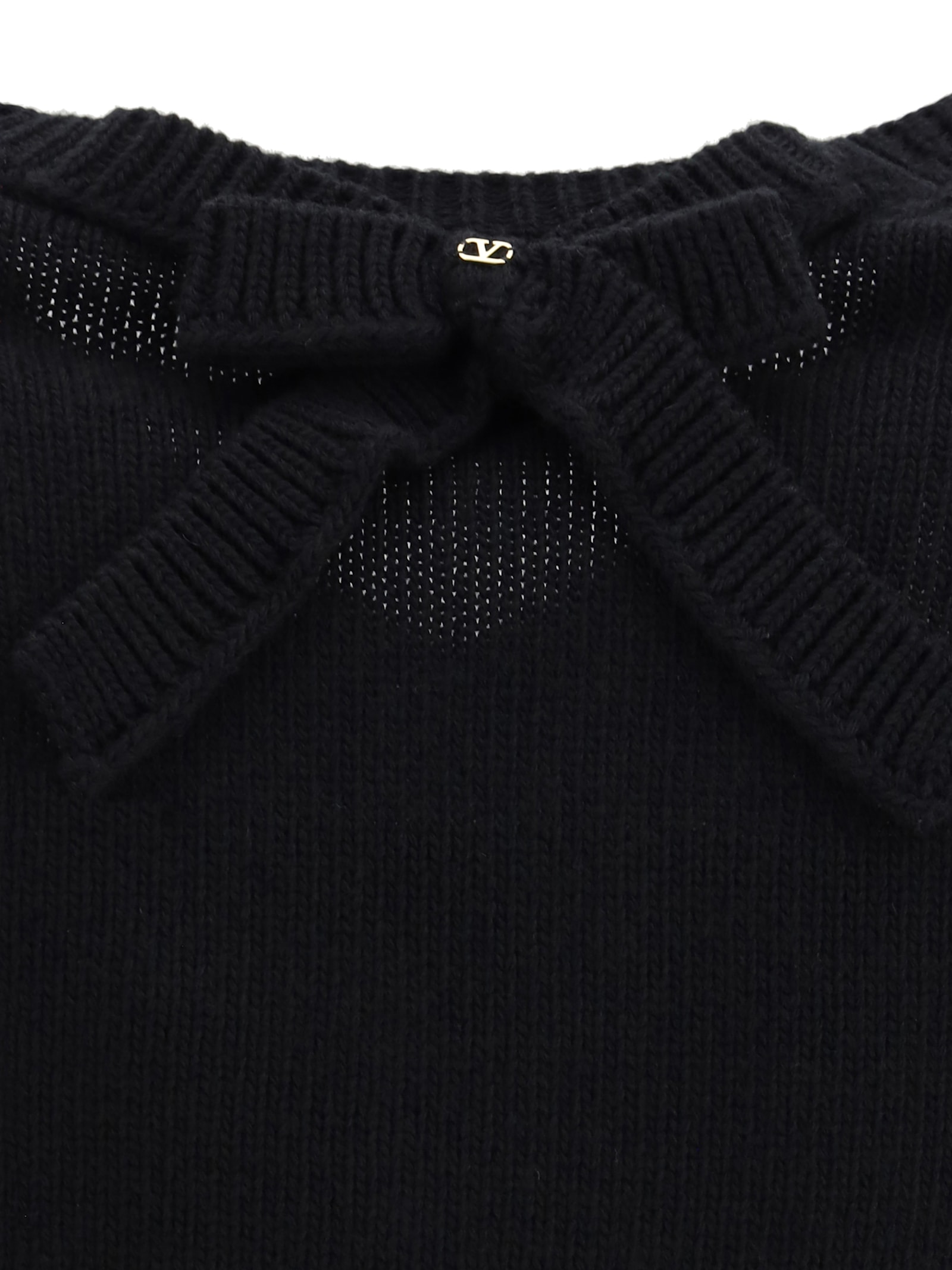 Valentino Wool Sweater With A Bow At The Back In Black