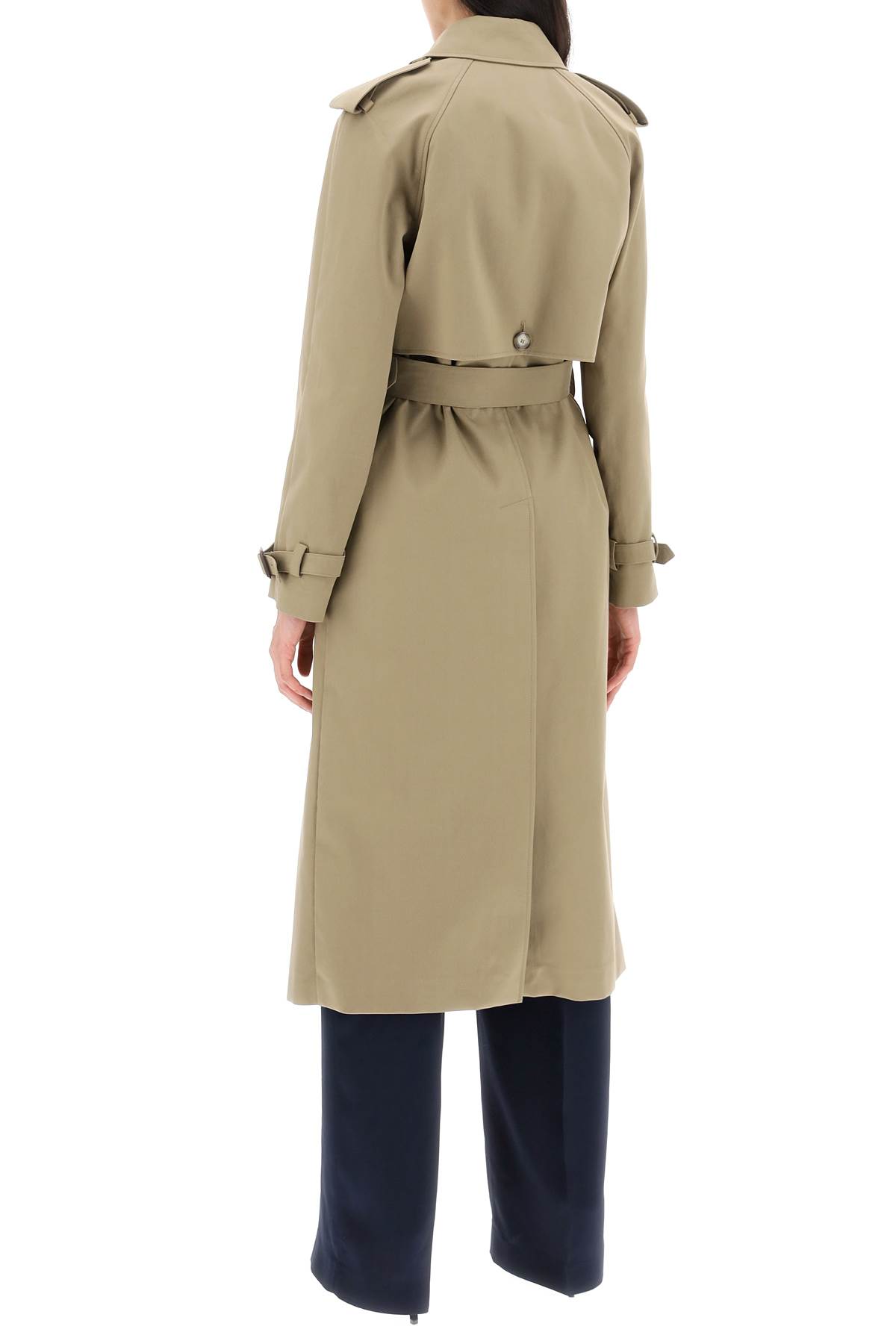 Shop Stella Mccartney Sustainable Cotton Double-breasted Trench In Olive (khaki)