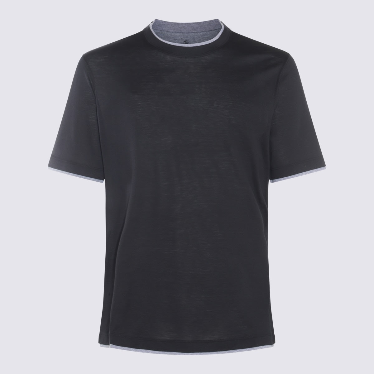 Shop Brunello Cucinelli Grey Silk T-shirt