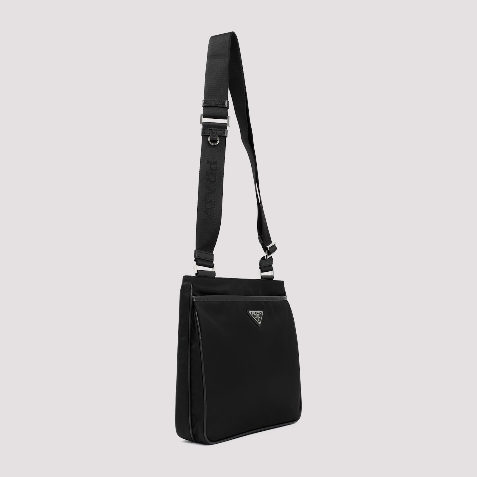 Prada Men's Re-nylon And Saffiano Shoulder Bag In Black