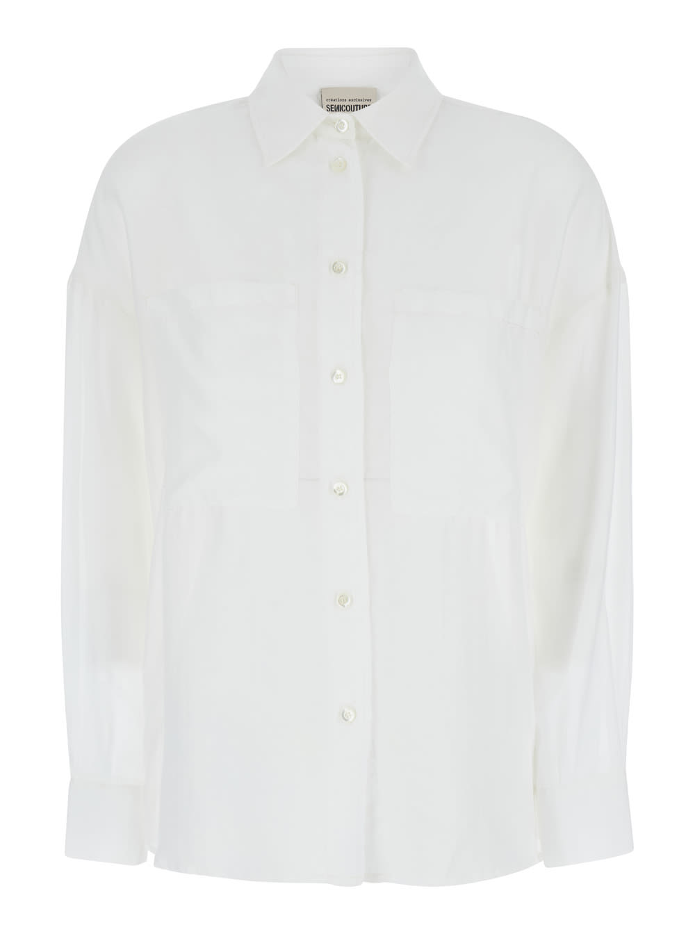 Shop Semicouture White Classic Shirt In Cotton Blend Woman