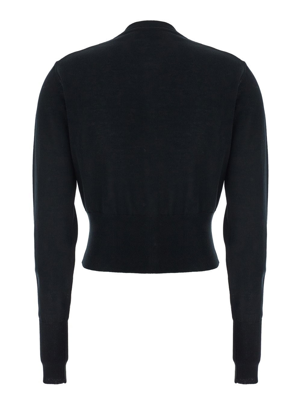 Vivienne Westwood Bea Black Cropped Cardigan With Round Neck And Front Orb Embroidery In Cotton Woman