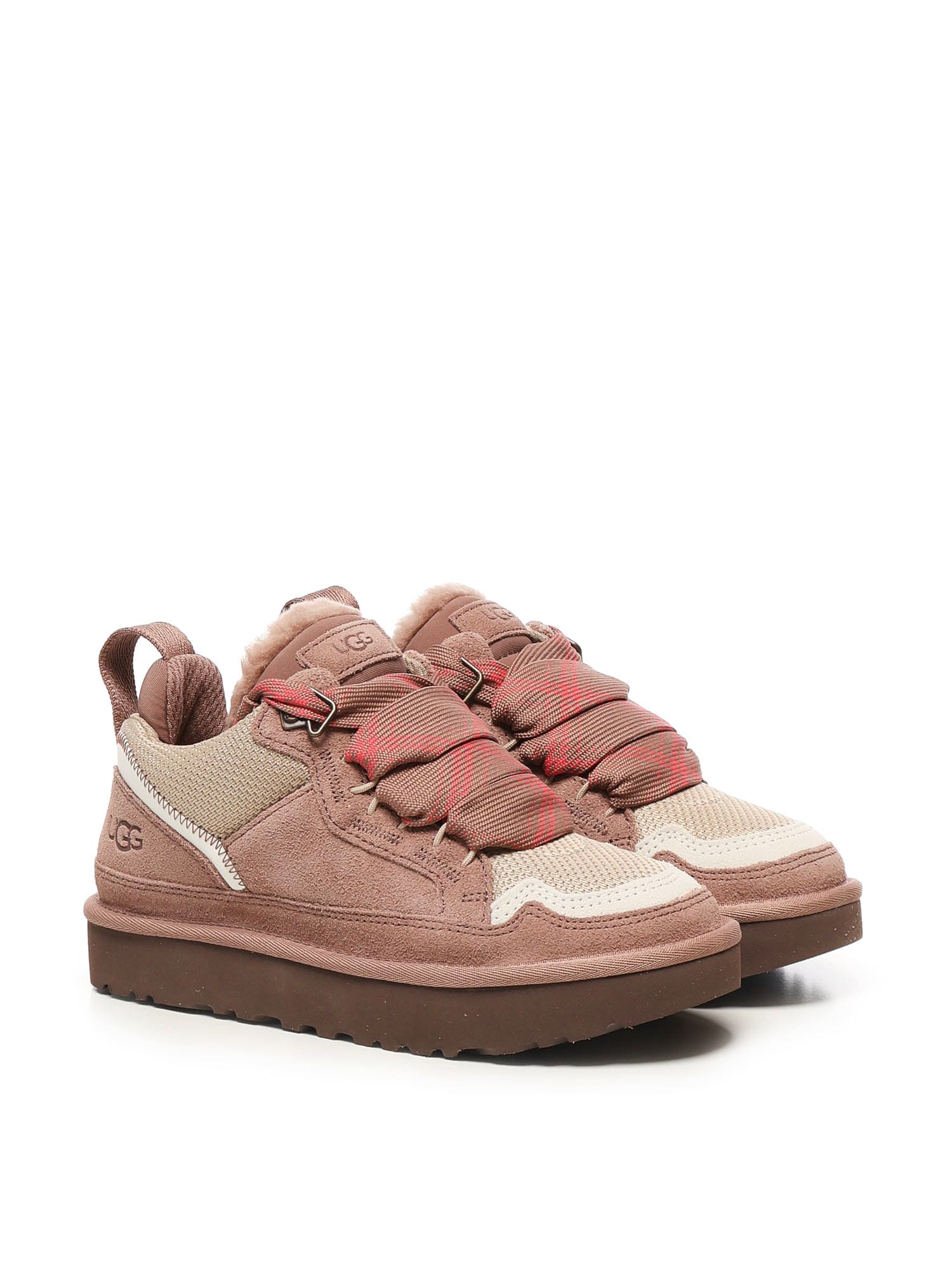 Ugg Ribbon-lace Leather Sneakers In Brown