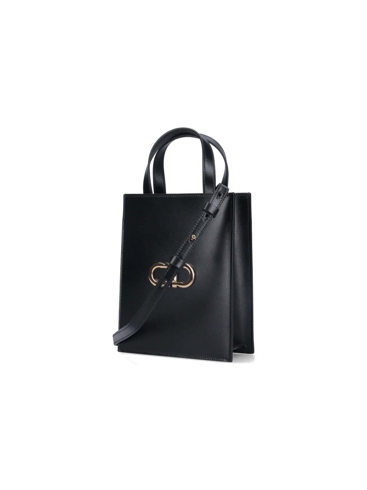 Shop Ferragamo Gancini Mini Bag In Black