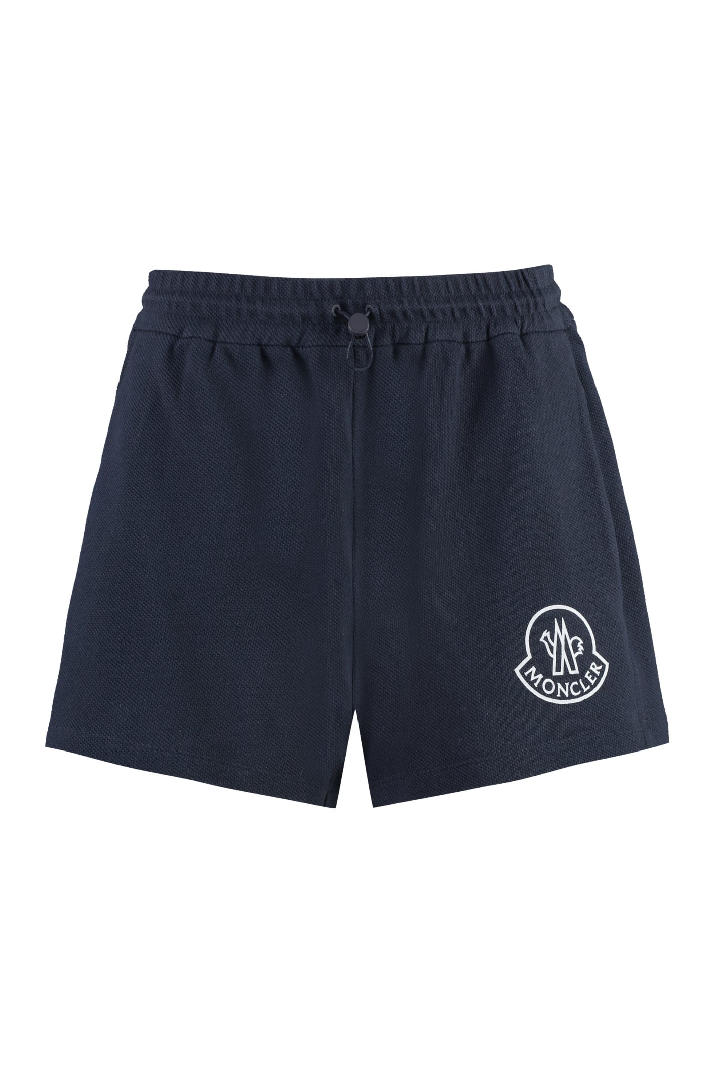 Moncler Drawstring Cotton Shorts In Blue