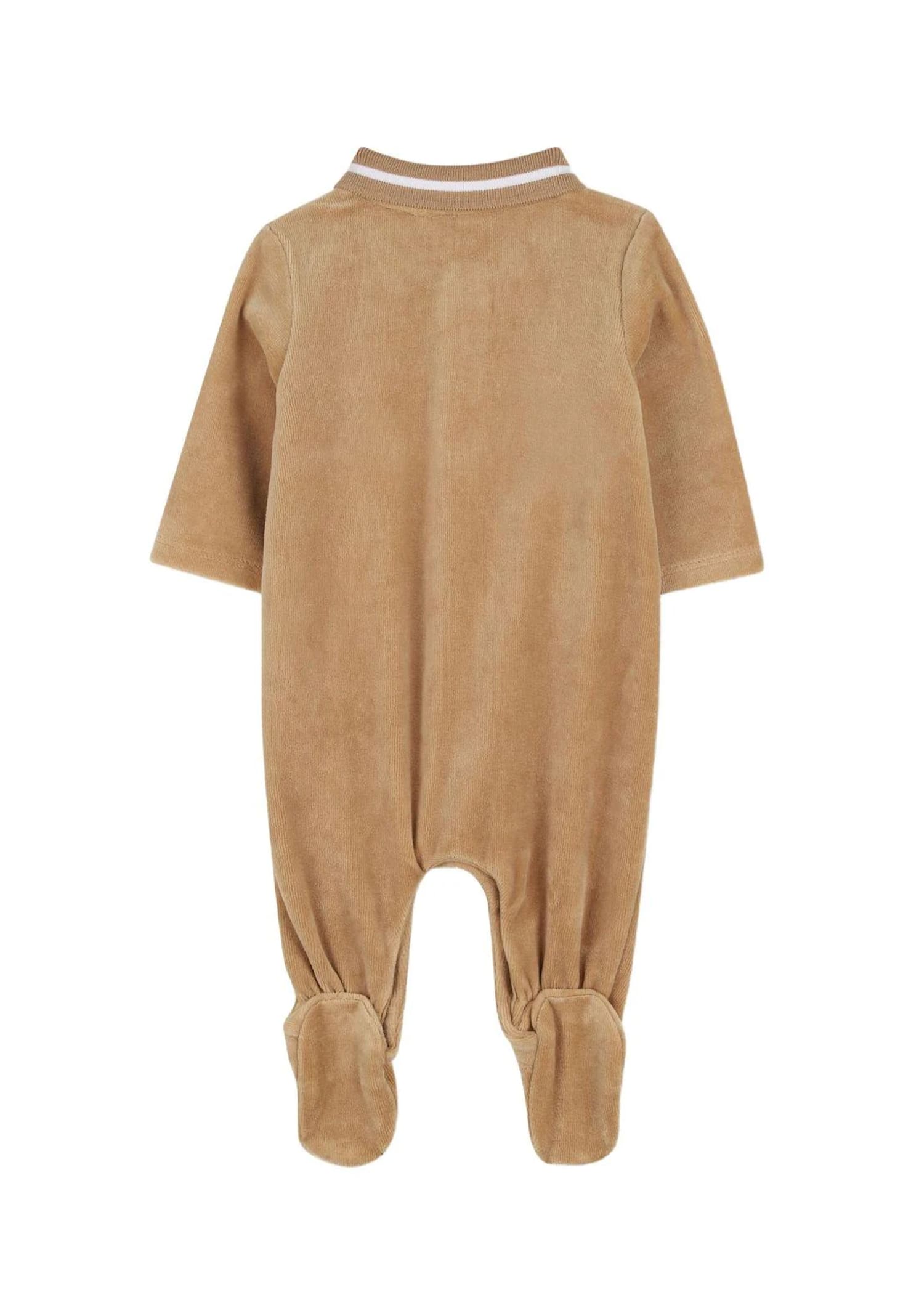 Hugo Boss Beige Babygrow For Baby Boy With Logo In Brown