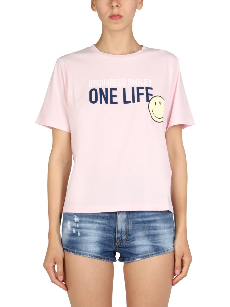 Shop Dsquared2 Logo Print T-shirt In Pink