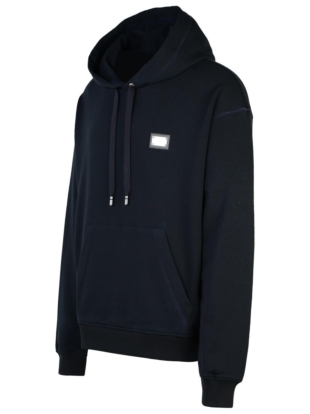 Shop Dolce & Gabbana Navy Cotton Hoodie