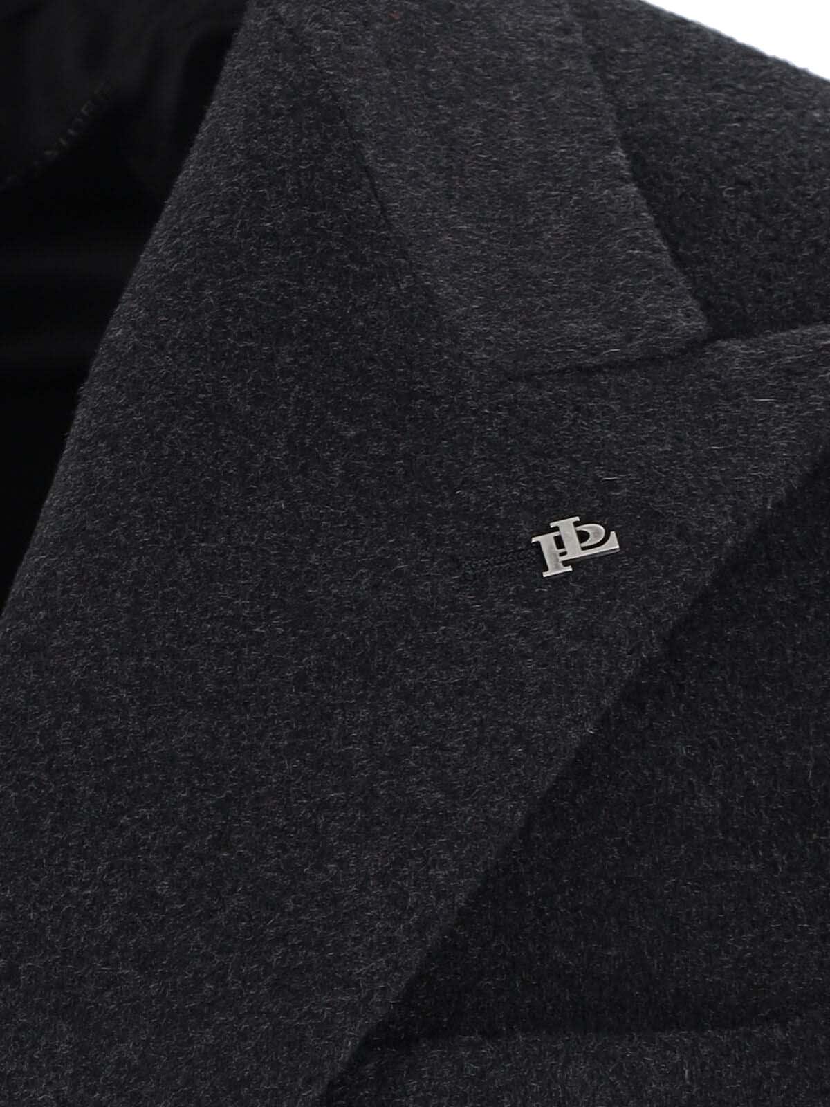 Tagliatore Black Double-breasted Coat With Four Pockets In Gray