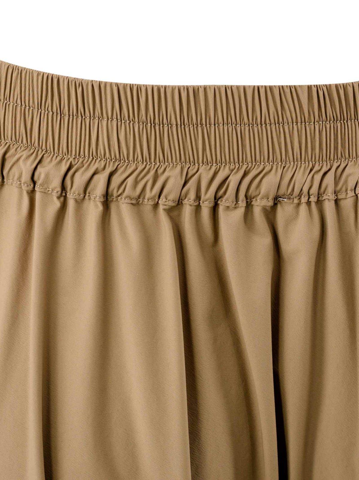 Shop Herno Elastic Waist Drawstring Midi Skirt In Brown