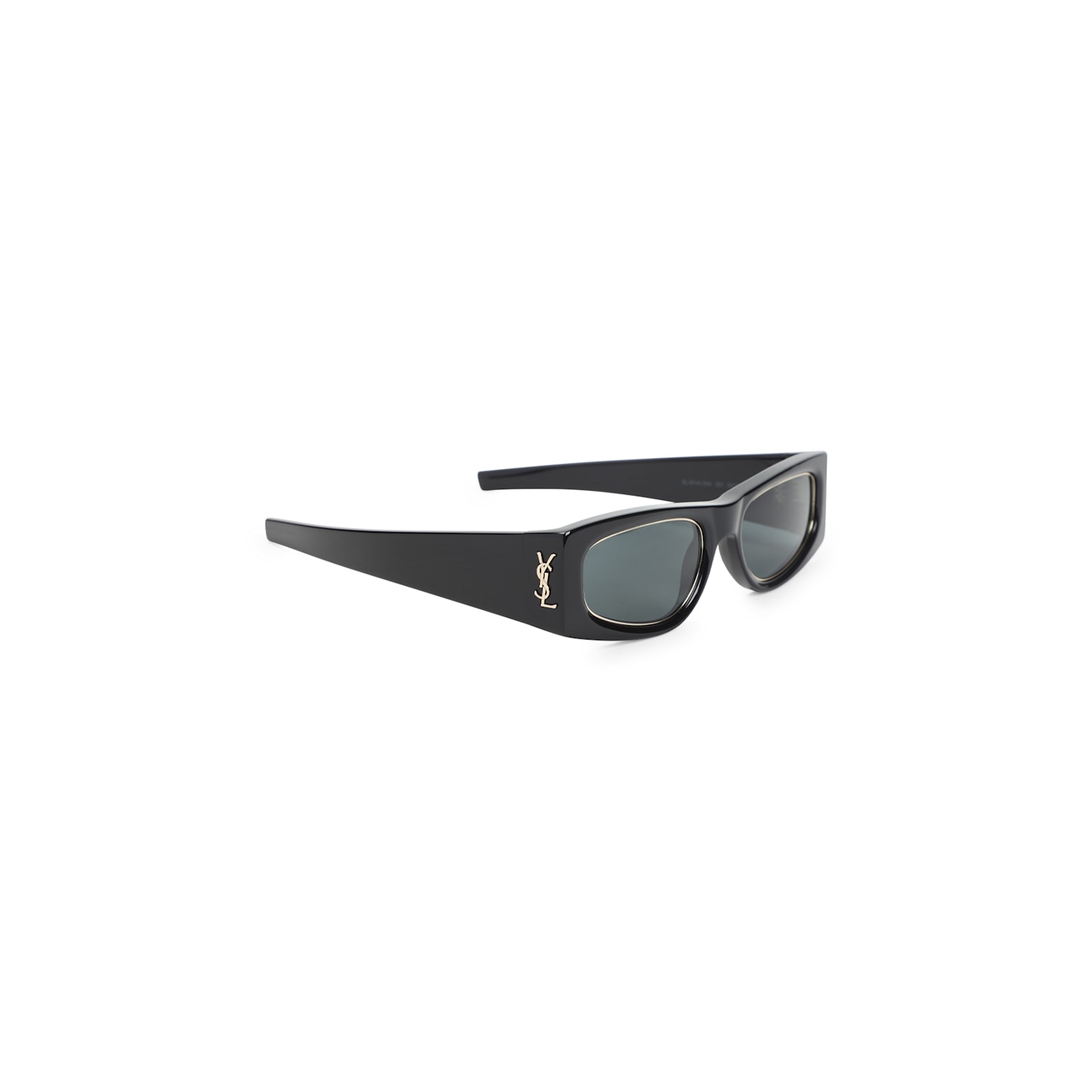 Saint Laurent Black Oval Shield Sunglasses In Black