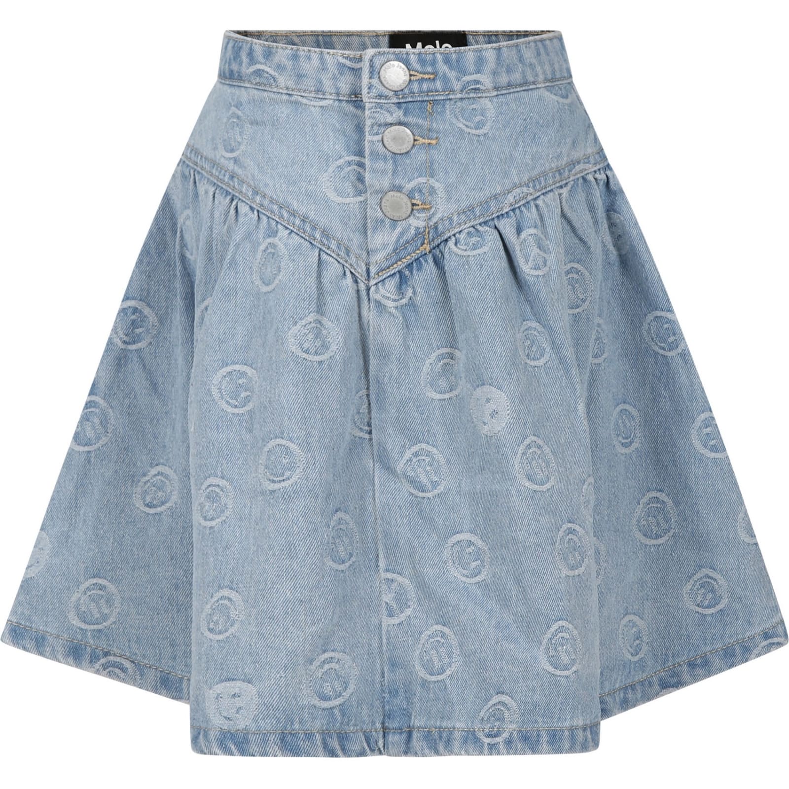 Molo Kids' Casual Denim Skirt Betsy For Girl With Smiles